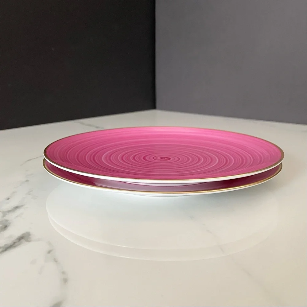 SET of 2 Pink Dessert Plates - Marie Daage Limoges
